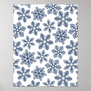 Blauwe sneeuwvlokken poster