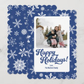 Blauwe Sneeuwvlokken Prettig Kerstdagen Fotokaart Feestdagenkaart (Voorkant / Achterkant)