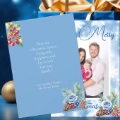 Blauwe Sneeuwvlokken Rode bessen Kerstmis Groet Feestdagenkaart