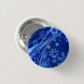 Blauwe sneeuwvlokken ronde button 3,2 cm (Voorkant /achterkant)