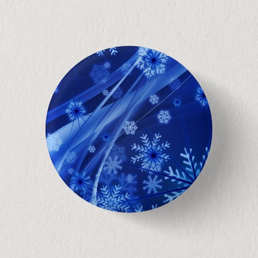 Blauwe sneeuwvlokken ronde button 3,2 cm (Voorkant)
