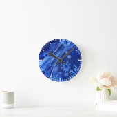 Blauwe sneeuwvlokken ronde klok (Huis)