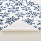 Blauwe sneeuwvlokken sherpa deken (3/4)