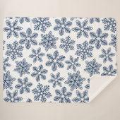 Blauwe sneeuwvlokken sherpa deken (Voorkant (horizontaal))