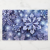 Blauwe sneeuwvlokken sparkling wijnetiket (Enkel label)