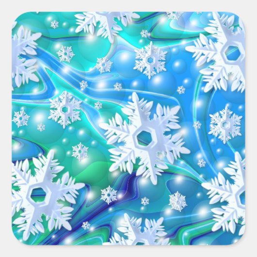 Blauwe sneeuwvlokken Stickers (Voorkant)