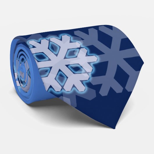 Blauwe sneeuwvlokken stropdas (Opgerold)