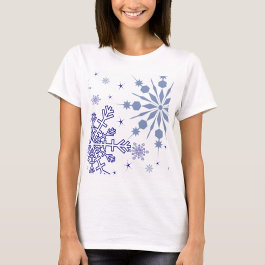 blauwe sneeuwvlokken t-shirt (Voorkant)