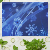 Blauwe sneeuwvlokken theedoek (Gevouwen)