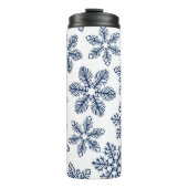 Blauwe sneeuwvlokken thermosbeker (Voorkant)