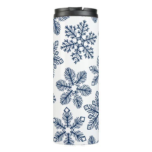 Blauwe sneeuwvlokken thermosbeker (Achterkant)