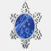 Blauwe sneeuwvlokken tin sneeuwvlok ornament (Rechts)