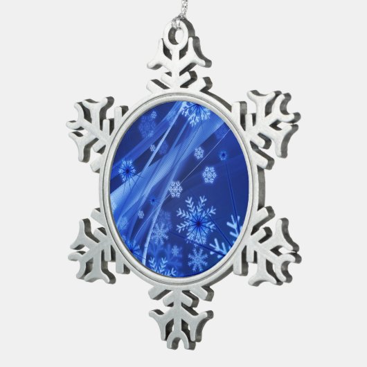 Blauwe sneeuwvlokken tin sneeuwvlok ornament (Rechts)