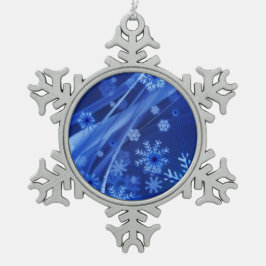 Blauwe sneeuwvlokken tin sneeuwvlok ornament