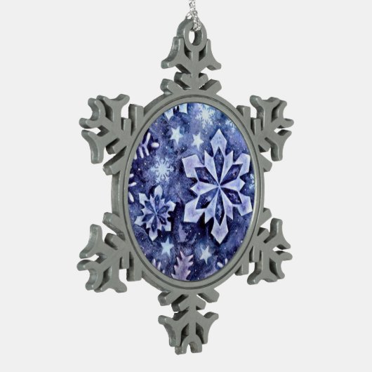 Blauwe sneeuwvlokken tin sneeuwvlok ornament (Links)