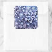 Blauwe sneeuwvlokken vierkante sticker (Tas)