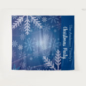 Blauwe sneeuwvlokken voor kerstfeestdagen, foto-ac wandkleed (Voorkant (horizontaal))