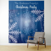 Blauwe sneeuwvlokken voor kerstfeestdagen, foto-ac wandkleed (In situ)