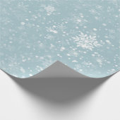 blauwe sneeuwvlokken voor kerstmis cadeaupapier (Hoek)