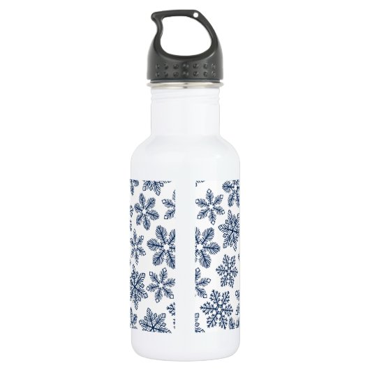 Blauwe sneeuwvlokken waterfles  (Achterkant)