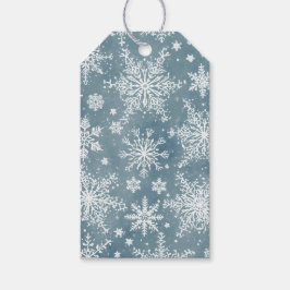 Blauwe Sneeuwvlokken Waterverf Winter Vakantie Cadeaulabel