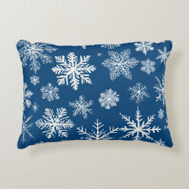 Blauwe Sneeuwvlokken Winter Accent Kussen