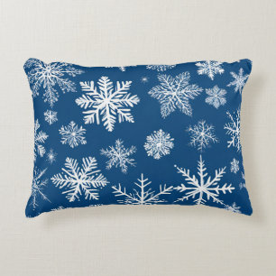 Blauwe Sneeuwvlokken Winter Accent Kussen