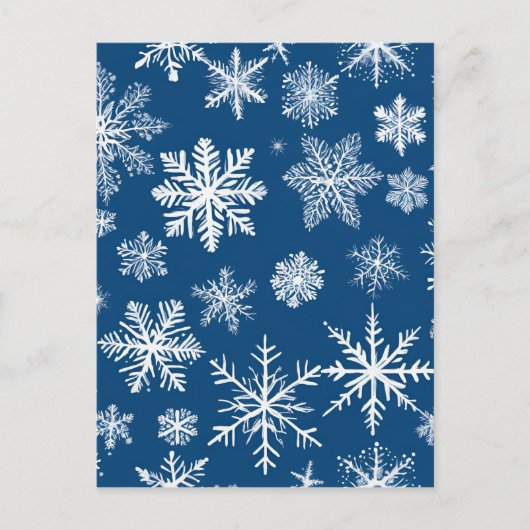 Blauwe Sneeuwvlokken Winter Briefkaart (Voorkant)