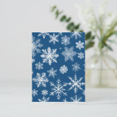 Blauwe Sneeuwvlokken Winter Briefkaart (Staand voorkant)