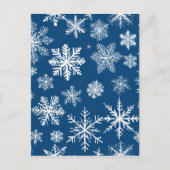 Blauwe Sneeuwvlokken Winter Briefkaart (Voorkant)