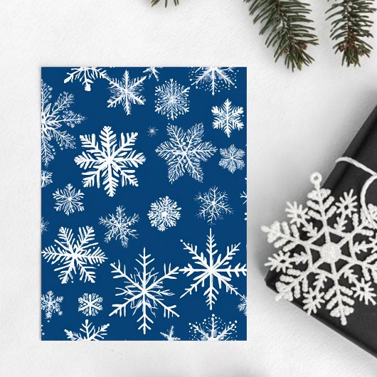 Blauwe Sneeuwvlokken Winter Briefkaart