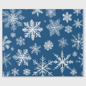 Blauwe Sneeuwvlokken Winter Cadeaupapier (Vlak)