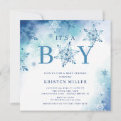 Blauwe sneeuwvlokken Winter Het is Boy Baby shower Kaart (Voorkant)