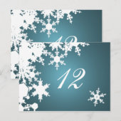 blauwe sneeuwvlokken wintertrouwtafel - zitkaart briefkaart (Voorkant / Achterkant)