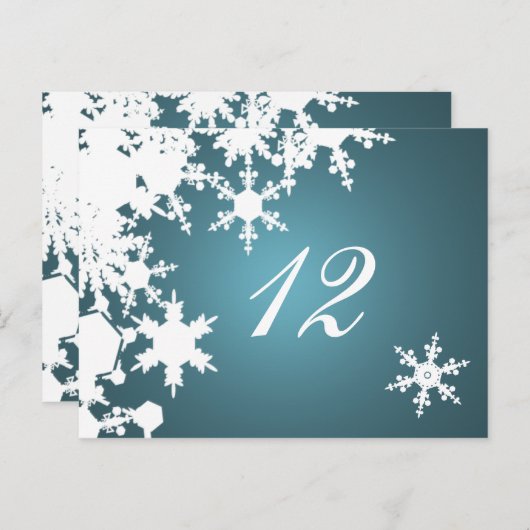 blauwe sneeuwvlokken wintertrouwtafel - zitkaart briefkaart (Voorkant / Achterkant)