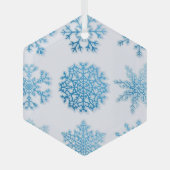 Blauwe sneeuwvlokken Witte kerst Glas Ornament (Voorkant)