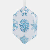 Blauwe sneeuwvlokken Witte kerst Glas Ornament (Voorkant links)