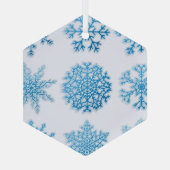 Blauwe sneeuwvlokken Witte kerst Glas Ornament (Achterkant)
