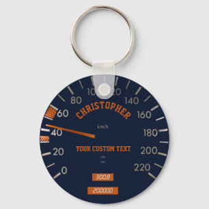Blauwe snelheidsmeter op dashboardSleutelhanger Sleutelhanger