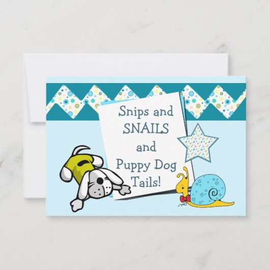 Blauwe Snips en Slakken Birthday Party Kaart (Voorkant)