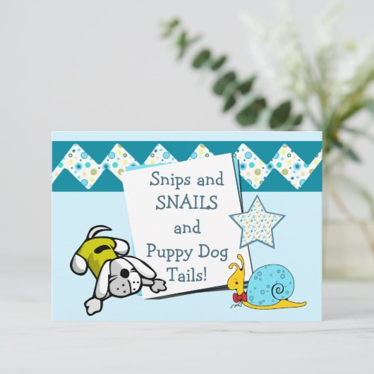 Blauwe Snips en Slakken Birthday Party Kaart (Staand voorkant)
