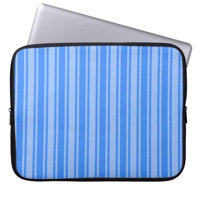 Blauwe snoepjes strepen laptop sleeve (Voorkant)