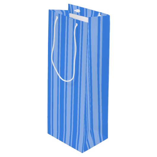 Blauwe snoepjes strepen wijn cadeautas (Voorkant Gekanteld)