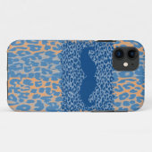 Blauwe snor en luipaard afdrukken Case-Mate iPhone case (Achterkant (horizontaal))