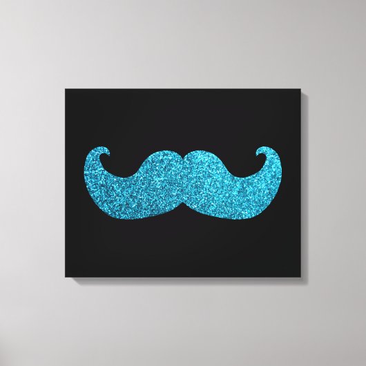 Blauwe snor (Faux Glitter Graphic) Canvas Afdruk (Voorkant)