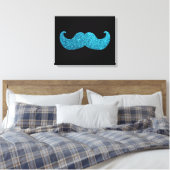 Blauwe snor (Faux Glitter Graphic) Canvas Afdruk (Insitu (Slaapkamer))
