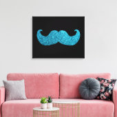Blauwe snor (Faux Glitter Graphic) Canvas Afdruk (Insitu (Woonkamer))
