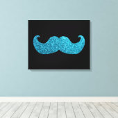 Blauwe snor (Faux Glitter Graphic) Canvas Afdruk (Insitu (Houten vloer))