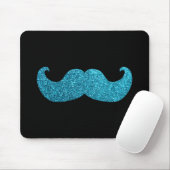 Blauwe snor (Faux Glitter Graphic) Muismat (Met muis)