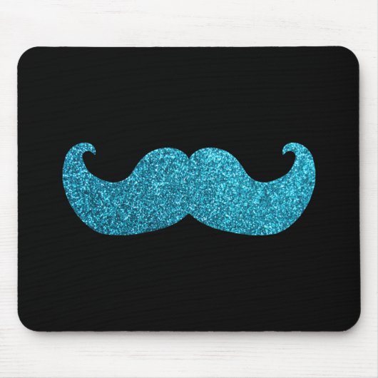 Blauwe snor (Faux Glitter Graphic) Muismat (Voorkant)